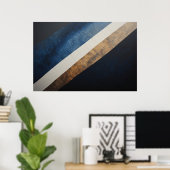 Abstract Getextureerde Diagonaal Blauw Goud Poster (Thuiskantoor)