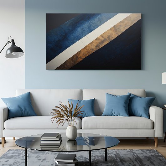 Abstract Getextureerde Diagonaal Blauw Goud Poster