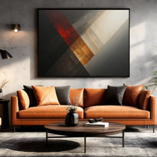 Abstract Getextureerde Diagonaal Rood Goud Canvas Afdruk