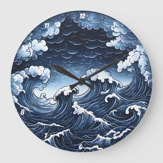 Abstract getij" - Ocean Wave Grote Klok (Voorkant)