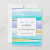 Abstract getijde aqua geel trouwen save the date kaart (Voorkant)