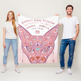 Abstract geverfde katten, baby-meisje, geboortecij fleece deken