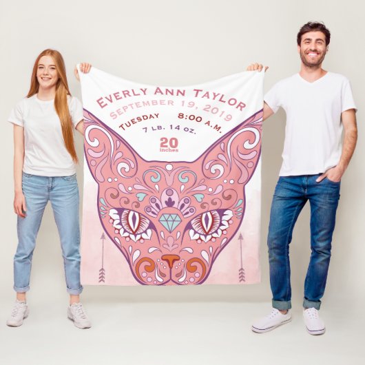 Abstract geverfde katten, baby-meisje, geboortecij fleece deken (In situ)