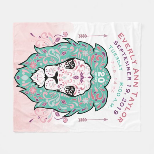 Abstract geverfde leeuwenkruid, geboorteland fleece deken (Voorkant (Horizontaal))