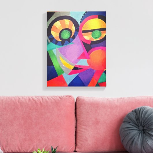 Abstract gezicht #1 canvas afdruk (Insitu (Woonkamer))