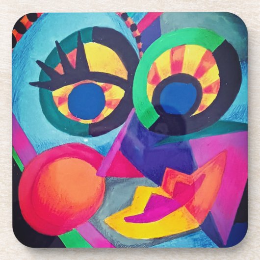 Abstract gezicht #2 bier onderzetter (Voorkant)