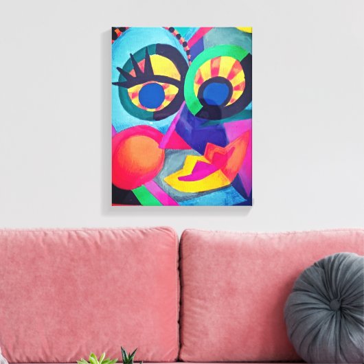 Abstract gezicht #2 canvas afdruk (Insitu (Woonkamer))