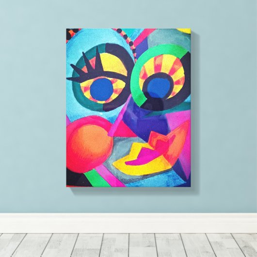 Abstract gezicht #2 canvas afdruk (Insitu (Houten vloer))