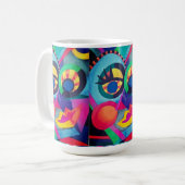Abstract gezicht #2 koffiemok (Voorkant links)