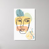 Abstract Gezicht Art Roze Blauw Groen Geel Kleuren Canvas Afdruk (Voorkant)