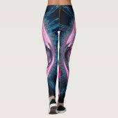Abstract gezicht Big Eyes Red Lips Neon Pink Graff Leggings (Achterkant)