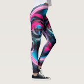 Abstract gezicht Big Eyes Red Lips Neon Pink Graff Leggings (Rechts)