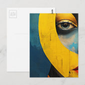 Abstract gezicht blauw en geel briefkaart (Voorkant / Achterkant)