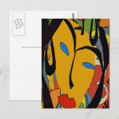 Abstract gezicht en bloemen briefkaart (Voorkant / Achterkant)