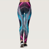 Abstract gezicht grote ogen rode lippen neon leggi leggings (Achterkant)
