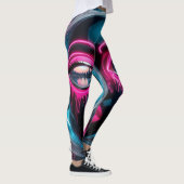 Abstract gezicht grote ogen rode lippen neon leggi leggings (Rechts)