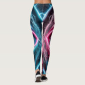Abstract gezicht grote ogen rode lippen neon leggi leggings (Achterkant)