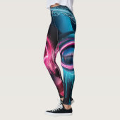 Abstract gezicht grote ogen rode lippen neon leggi leggings (Links)
