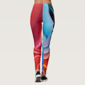 Abstract gezicht Grote ogen Rode Lips Neon Roze Le Leggings (Achterkant)