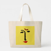 Abstract gezicht grote tote bag (Achterkant)