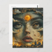 Abstract gezicht Grunge Briefkaart (Voorkant / Achterkant)