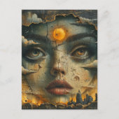 Abstract gezicht Grunge Briefkaart (Voorkant)