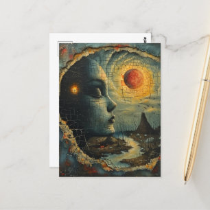 Abstract Gezicht Grunge Surreal Landscape Briefkaart