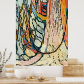 Abstract gezicht in venster poster (Keuken)