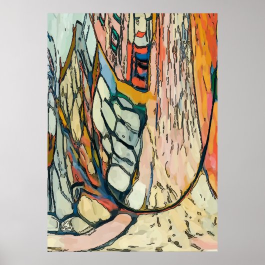 Abstract gezicht in venster poster (Voorkant)
