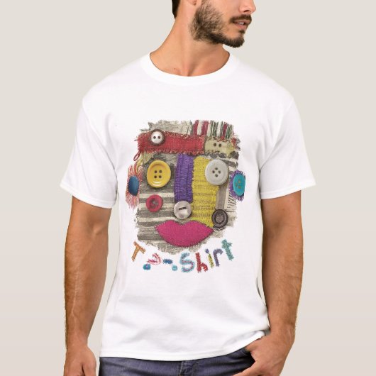 Abstract gezicht, kleurrijk wapenschild, geavancee t-shirt (Voorkant)