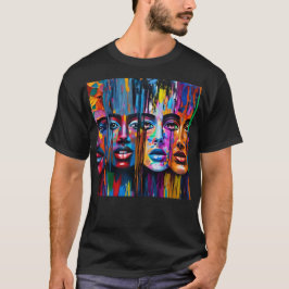 Abstract gezicht, kleurrijk wapenschild, geavancee t-shirt