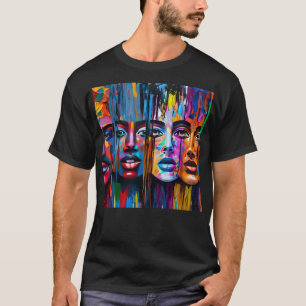 Abstract gezicht, kleurrijk wapenschild, geavancee t-shirt