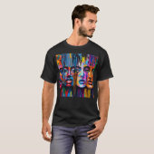 Abstract gezicht, kleurrijk wapenschild, geavancee t-shirt (Voorkant volledig)