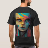 Abstract gezicht, kleurrijk wapenschild, geavancee t-shirt (Achterkant)