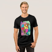 Abstract gezicht, kleurrijk wapenschild, geavancee Tri-Blend shirt (Voorkant volledig)
