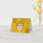 Abstract Gezicht Lege Notecard Kaart (Gele Bloem)