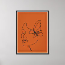Abstract gezicht met Butterfly Line Art Print – Mi