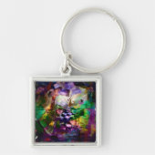 Abstract gezicht met symbolen sleutelhanger (Voorkant)