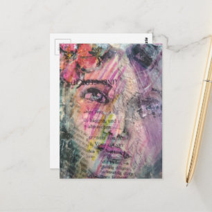 Abstract Gezicht met Tekst Grunge Collage Briefkaart
