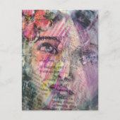 Abstract Gezicht met Tekst Grunge Collage Briefkaart (Voorkant)