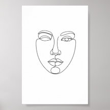 Abstract Gezicht Minimalistische Lijnkunst Poster