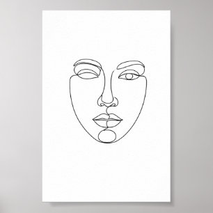 Abstract Gezicht Minimalistische Lijnkunst Poster
