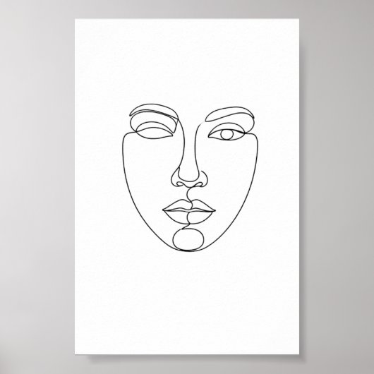 Abstract Gezicht Minimalistische Lijnkunst Poster (Voorkant)