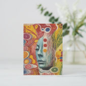 Abstract gezicht Mixed Media Collage AI Briefkaart (Staand voorkant)