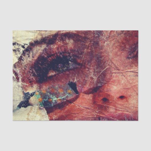 Abstract Gezicht Mixed Media collage decoupage Tissuepapier (Voorkant)