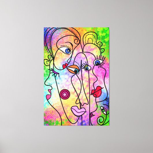 Abstract Gezicht Moods Canvas Modern schilderij Afdruk (Voorkant)