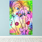 Abstract Gezicht Moods Canvas Modern schilderij Afdruk (Insitu (Houten vloer))