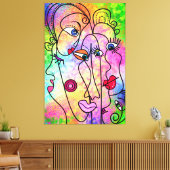 Abstract Gezicht Moods Canvas Modern schilderij Afdruk (Insitu (Woonkamer))