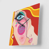 Abstract gezicht Ooggelrode patronen Vierkante Klok (Hoek)