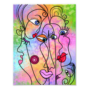 Abstract Gezicht Poster Cubisme Schilderij